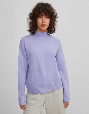 Bershka Jersey Cuello Alto Mujer S Morado