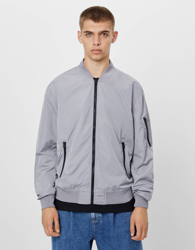 Bershka Cazadora Bomber Ligera Hombre Xl Gris características