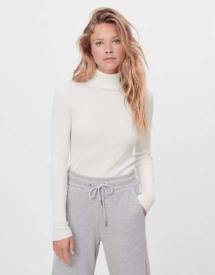Bershka Jersey Cuello Alto Mujer M Crudo