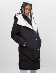 Bershka Abrigo Forro Capucha Mujer S Negro precio