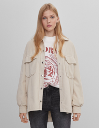 Bershka Sobrecamisa Pana Mujer M Arena en oferta