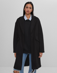 Bershka Abrigo Hombro Caído Mujer L Negro precio