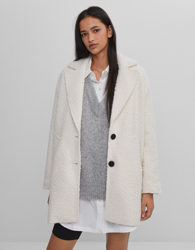 Bershka Abrigo Corte Recto Mujer Xs Crudo en oferta