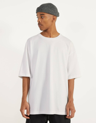 Bershka Camiseta Oversize Hombre M Blanco en oferta