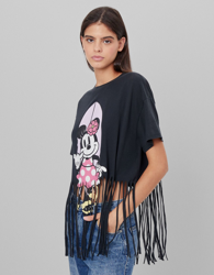 Bershka Camiseta Minnie Flecos Mujer S Negro precio