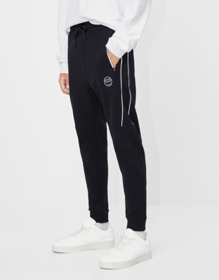 Bershka Pantalón Jogger Reflectante Hombre M Negro