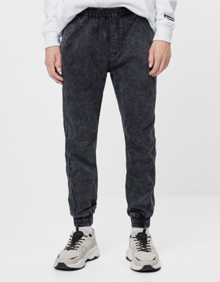 Bershka Pantalón Jogger Slim Hombre Xs Gris