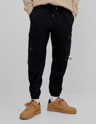 Bershka Pantalón Jogger Cargo Hombre Xl Negro