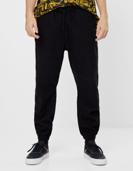 Bershka Pantalón Jogger Lino Hombre Xl Negro en oferta