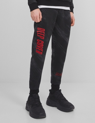 Bershka Pantalón Jogger Print Hombre M Negro