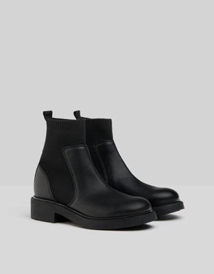 Bershka Botines Planos Calcetín Mujer 41 Negro