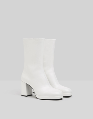 Bershka Botines Tacón Plataforma Caña Alta Mujer 35 Blanco
