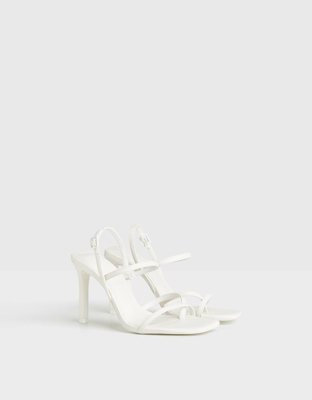 Bershka Sandalia Tacón Uv React Mujer 35 Blanco