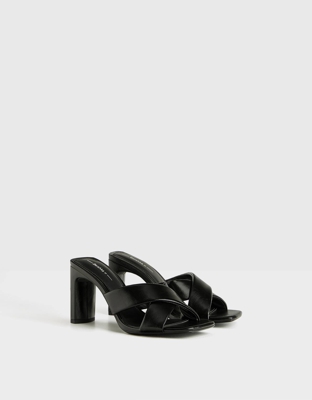 Bershka Sandalia Tacón Tiras Cruzadas Mujer 37 Negro