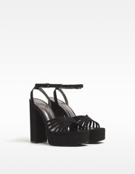 Bershka Sandalia Tacón Plataforma Tiras Mujer 38 Negro precio