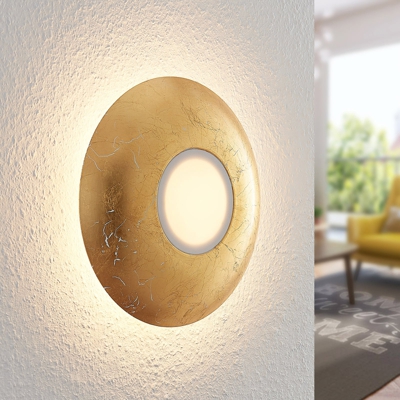 Lindby Illuma aplique LED, vidrio lechoso, oro