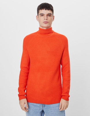 Bershka Jersey Cuello Alto Hombre S Rojo