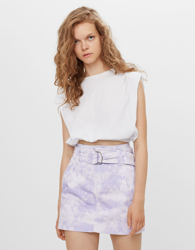 Bershka Falda Print Tie Dye Mujer 34 Morado en oferta