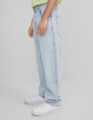 Bershka Jeans Wide Leg 90'S Hombre 36 Azul Lavado