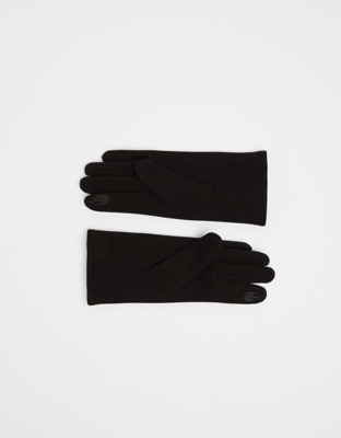 Bershka Guantes Bordado Mujer Negro