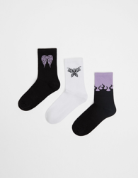Bershka Pack De Calcetines Estampados Mujer Morado precio
