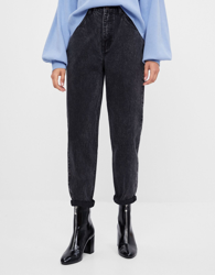 Bershka Jeans Mom Vuelta Mujer 34 Gris precio