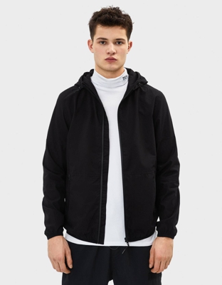 Bershka Cazadora De Algodón Con Capucha Hombre Xs Negro