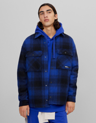 Bershka Sobrecamisa Cuadros Hombre Xl Azul en oferta