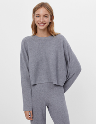 Bershka Jersey Punto Cuello Redondo Mujer L Gris características