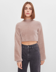 Bershka Jersey Cropped Pelo Mujer Xs Visón precio