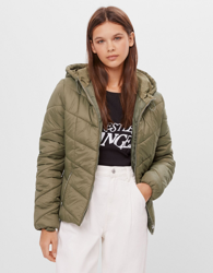Bershka Cazadora Puffy Capucha Mujer S Kaki precio