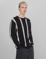 Bershka Jersey Rayas Hombre M Negro en oferta