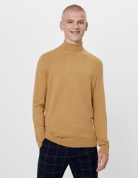 Bershka Jersey Cuello Alto Hombre L Camel en oferta