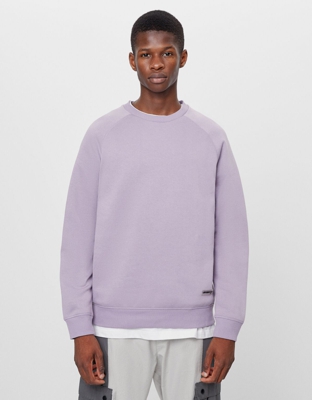 Bershka Sudadera Cuello Redondo Hombre M Morado