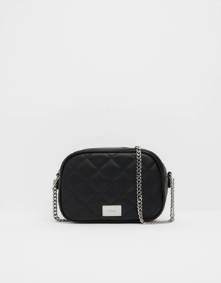 Bershka Bolso Acolchado Doble Cremallera Mujer Negro