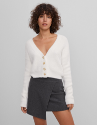 Bershka Falda Mini Rib Mujer L Gris precio