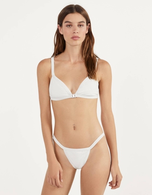 Bershka Top De Bikini Con Textura Mujer S Blanco