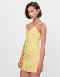 Bershka Vestido Cinturón Y Cremallera Mujer S Amarillo en oferta