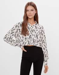 Bershka Camisa Print Mujer M Blanco precio