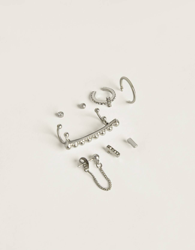 Bershka Set De Pendientes Minimal Mujer Plata en oferta