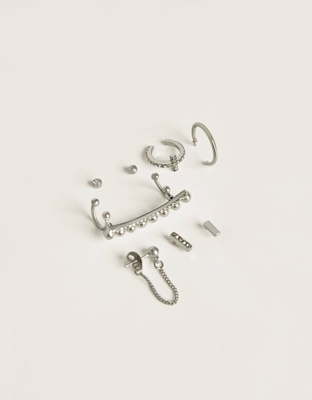 Bershka Set De Pendientes Minimal Mujer Plata