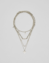 Bershka Collar Multicadena Cruz Mujer Plata en oferta