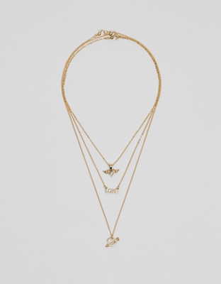 Bershka Collar Multicadena Strass Mujer Oro