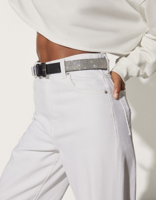 Bershka Cinturón Strass Mujer 85 Negro