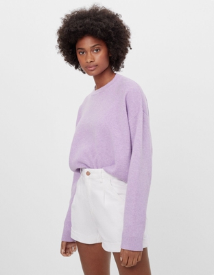 Bershka Short Denim Mom Mujer 40 Blanco
