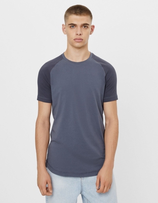 Bershka Camiseta Ottoman Longer Fit Hombre Xs Gris