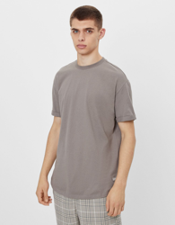 Bershka Camiseta Long Manga Corta Hombre S Gris precio