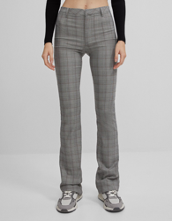 Bershka Pantalón Flare Mujer 40 Gris en oferta