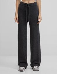 Bershka Pantalón Wide Leg Mujer L Gris en oferta