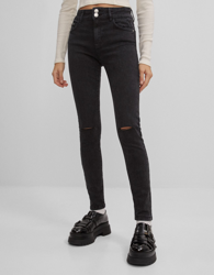 Bershka Pantalón Push Up Rotos Mujer 32 Gris precio